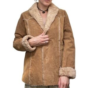 Vintage y2K St John’s Bay Sherpa Lined Genuine Leather Suede Penny Lane Jacket L